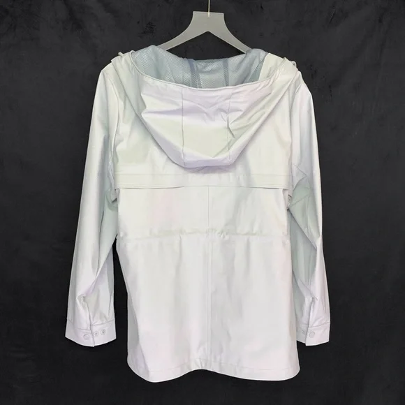 HUNTER Abbey Short Rubberized Rain Jacket w/ Hood XL Silver Grey NWT - Picture 5 of 17